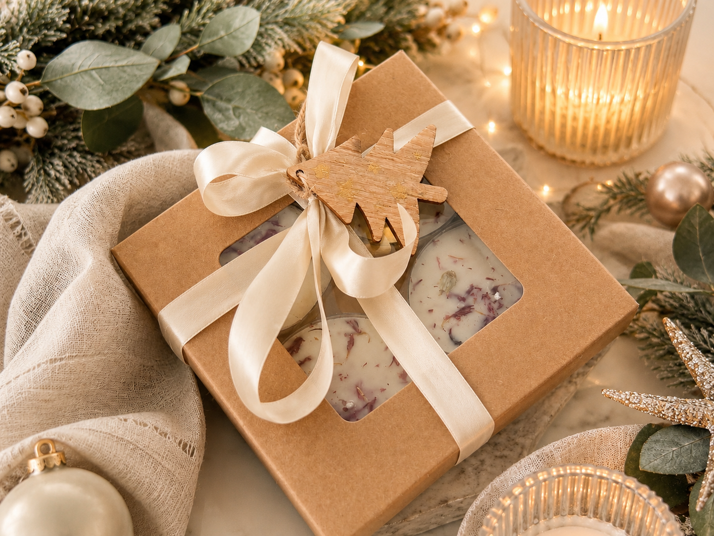 Bloom Maxi Tea Lights | Christmas Gift Box | Set of 4