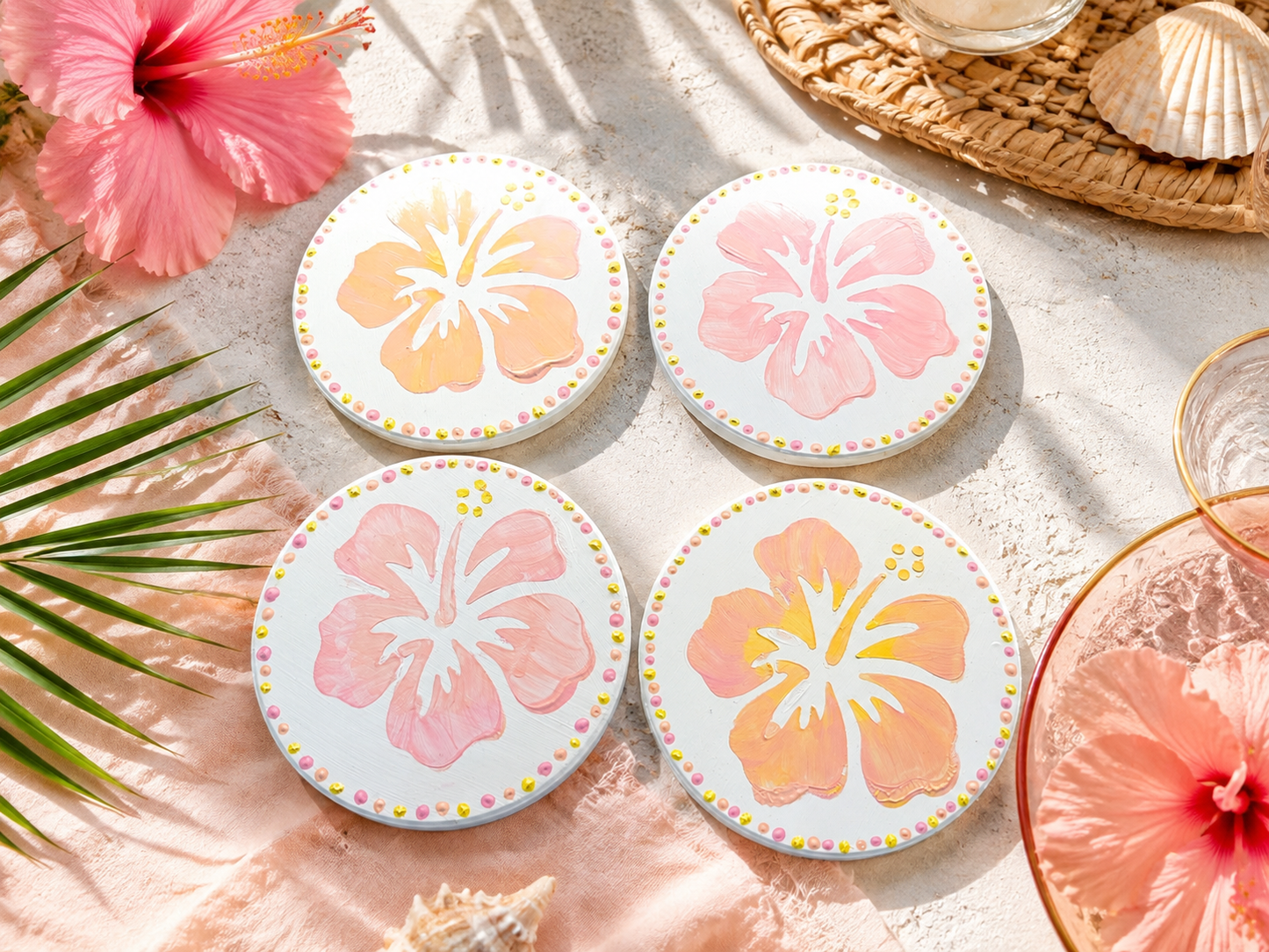 Hibiscus Coasters | Set of 4