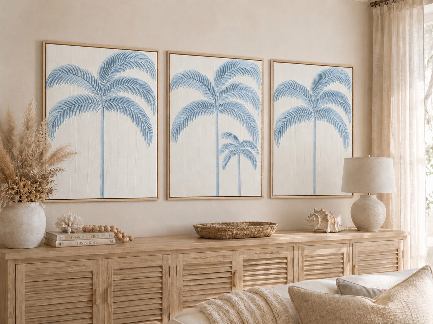 Balmy Palmy Trio |Powder Blue & White