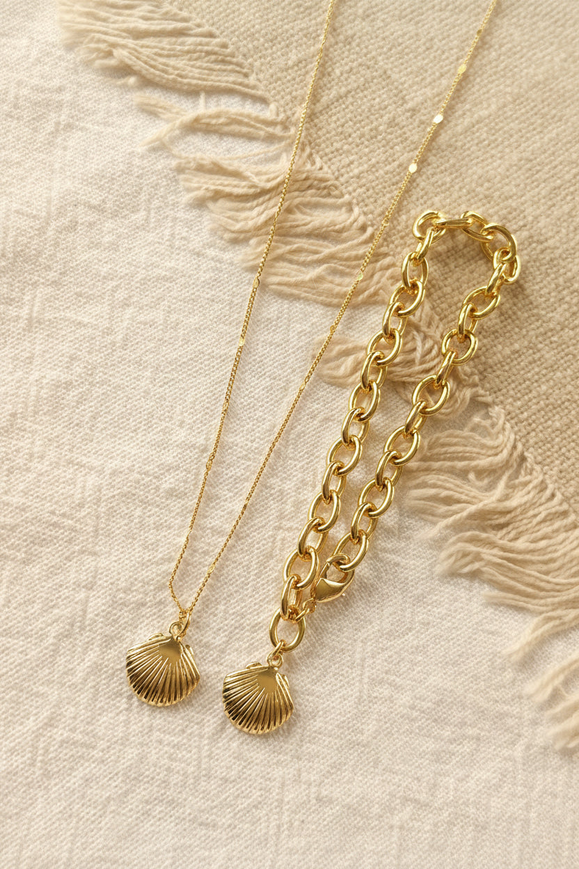 Shell Necklace & Bracelet Duo | Gold