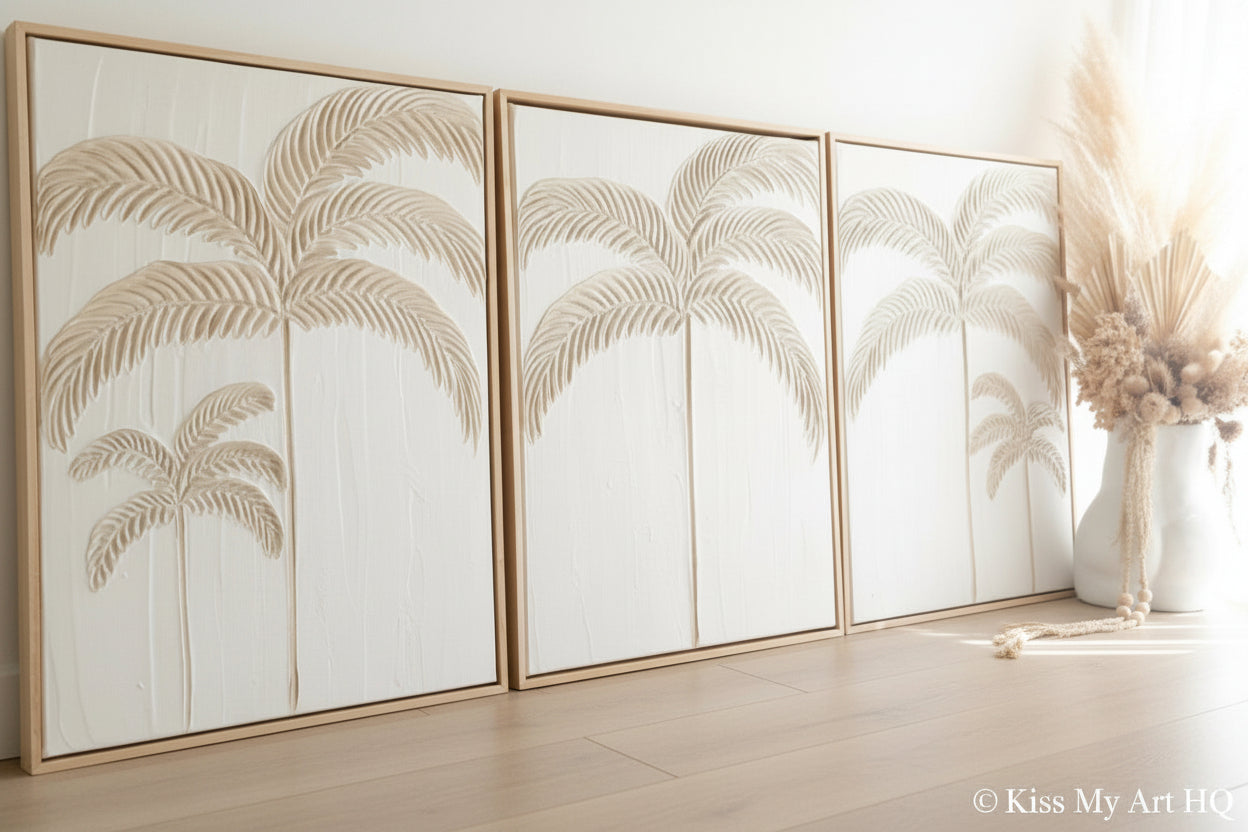 Balmy Palmy Trio | Sand & White -