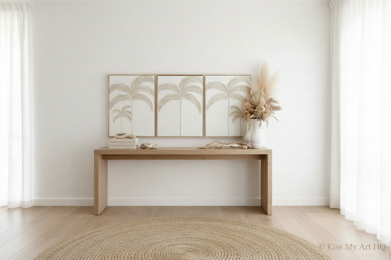 Balmy Palmy Trio | Sand & White -