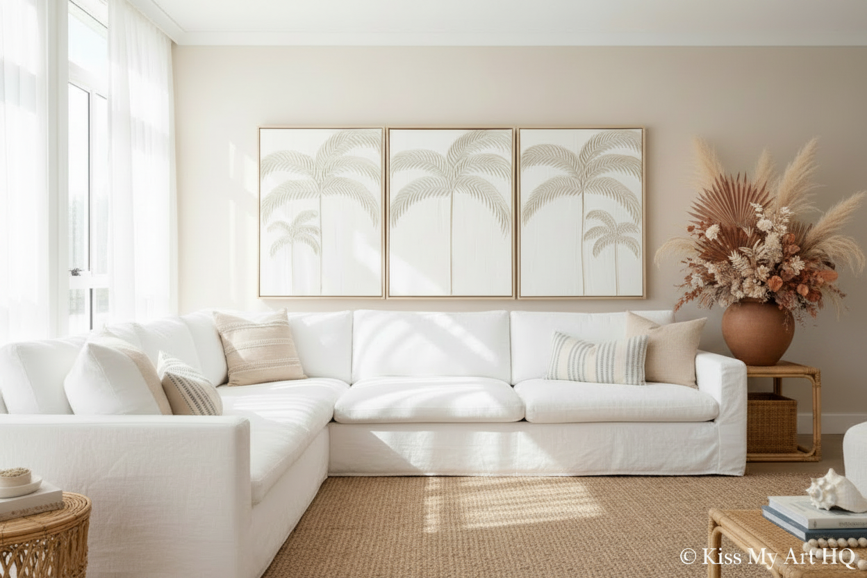 Balmy Palmy Trio | Sand & White -