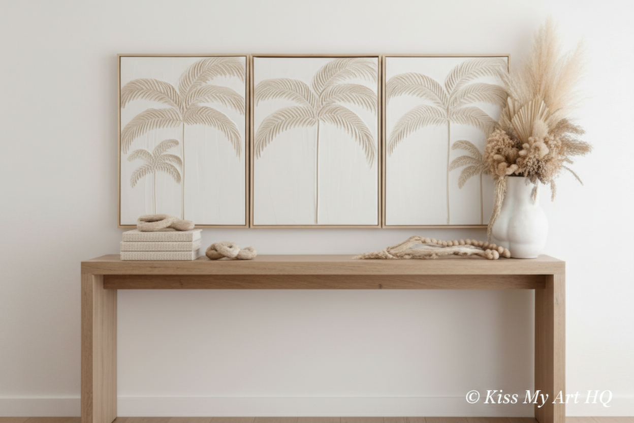 Balmy Palmy Trio | Sand & White -