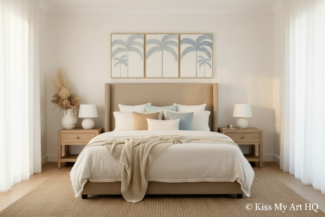 Balmy Palmy Trio |Powder Blue & White -
