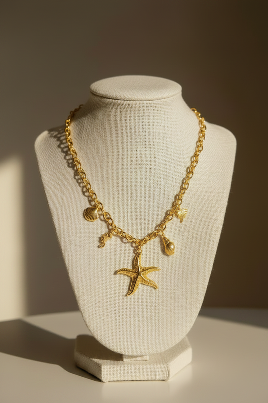 Ocean Charm Necklace | Gold