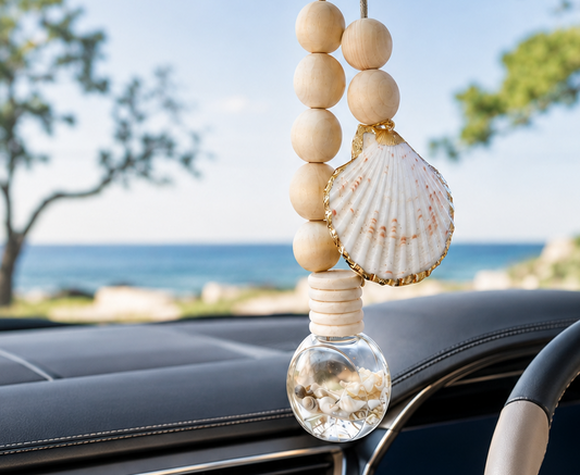 Tigerlily By The Sea | Car Diffuser | Baby Seashells + Shell Charm White