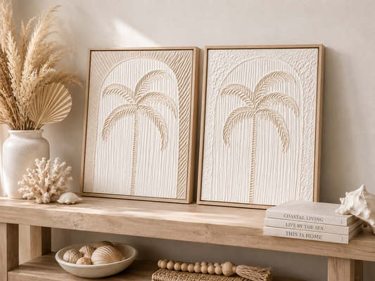 Tropical Muse Duo | 40x50cm Pine Framed | Sand | Available Now