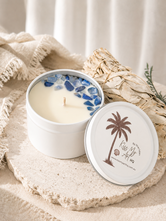 150ml Crystal Tin Candle | Blue Quartz