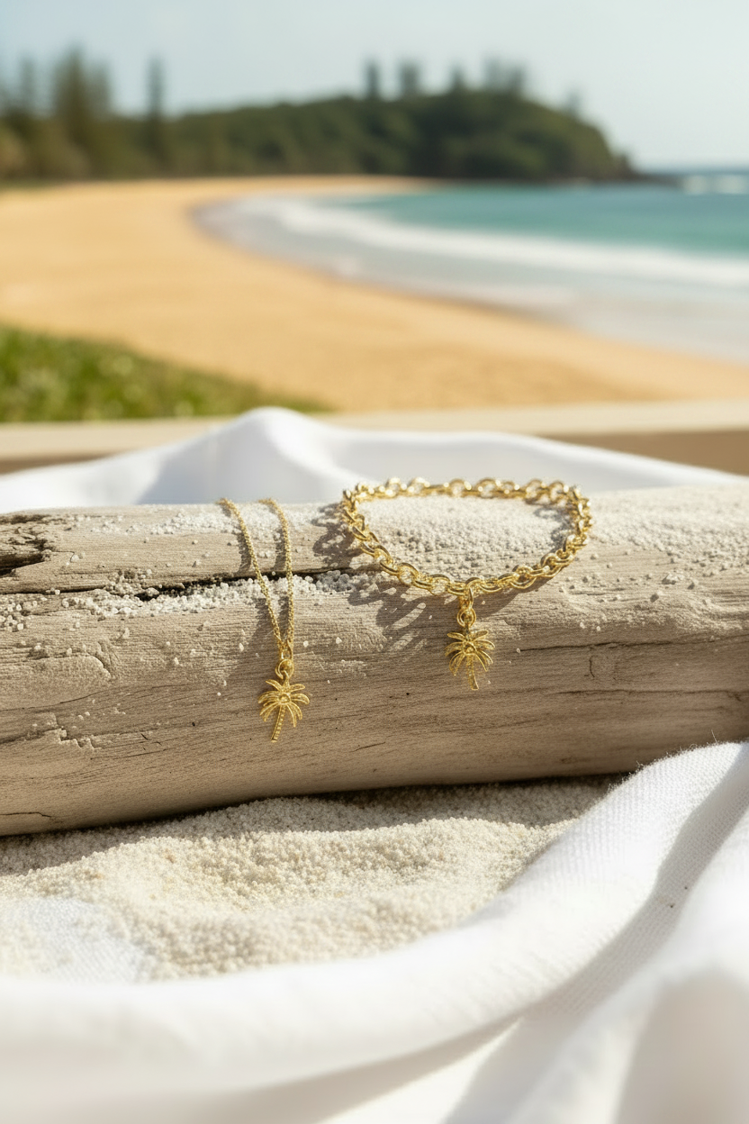 Palm Paradise Necklace & Bracelet Duo | Gold