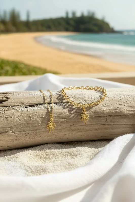 Palm Paradise Necklace & Bracelet Duo | Gold