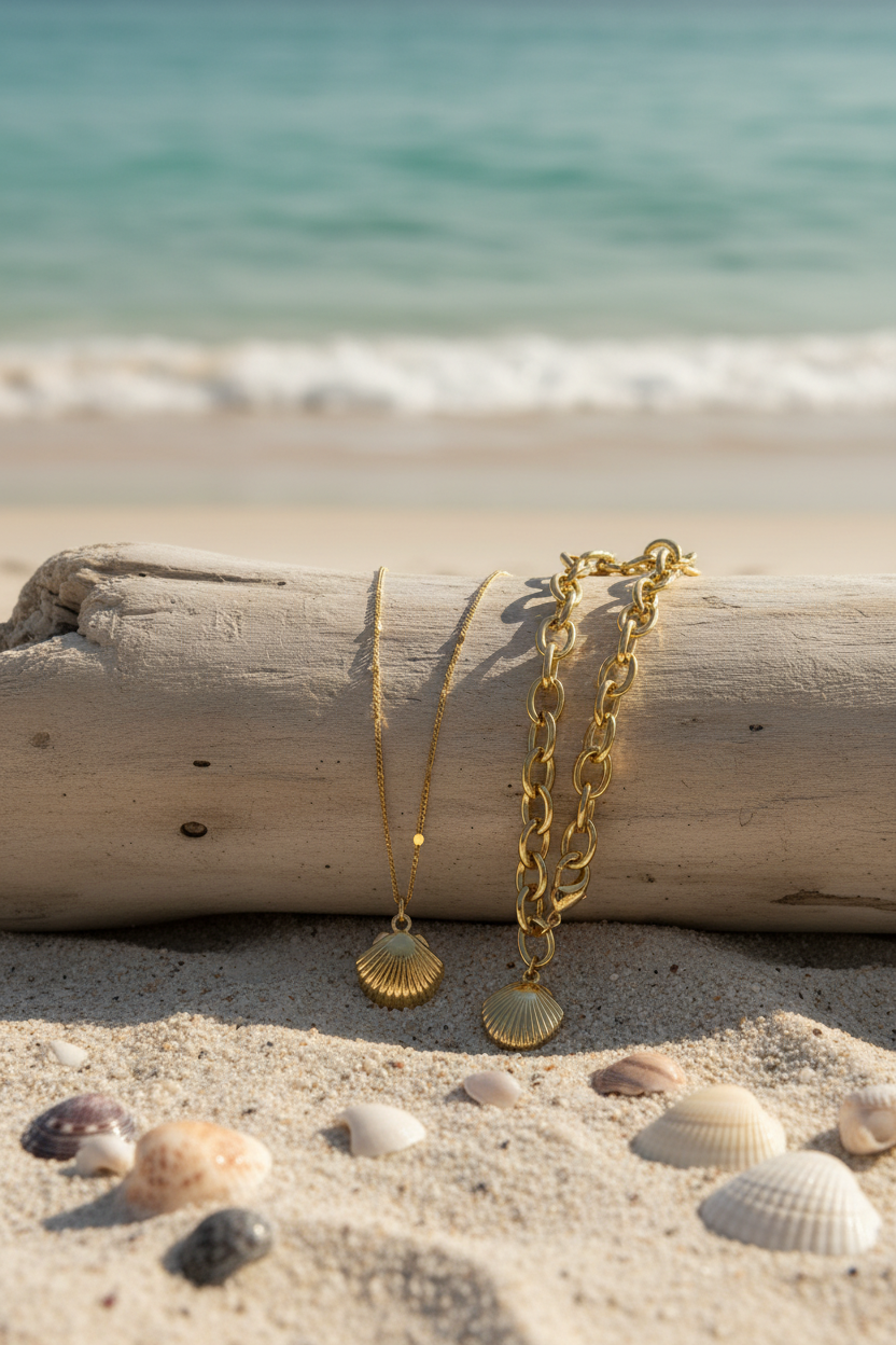 Shell Necklace & Bracelet Duo | Gold