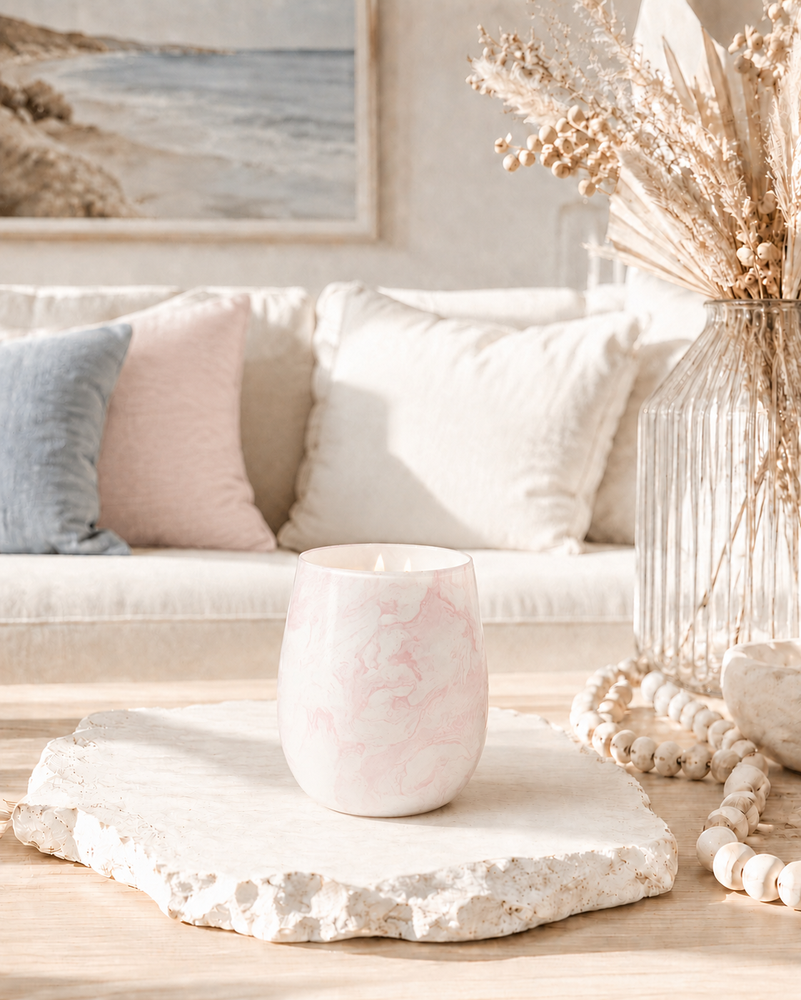 Sea Swirl Candle | 400ml | Soft Pink